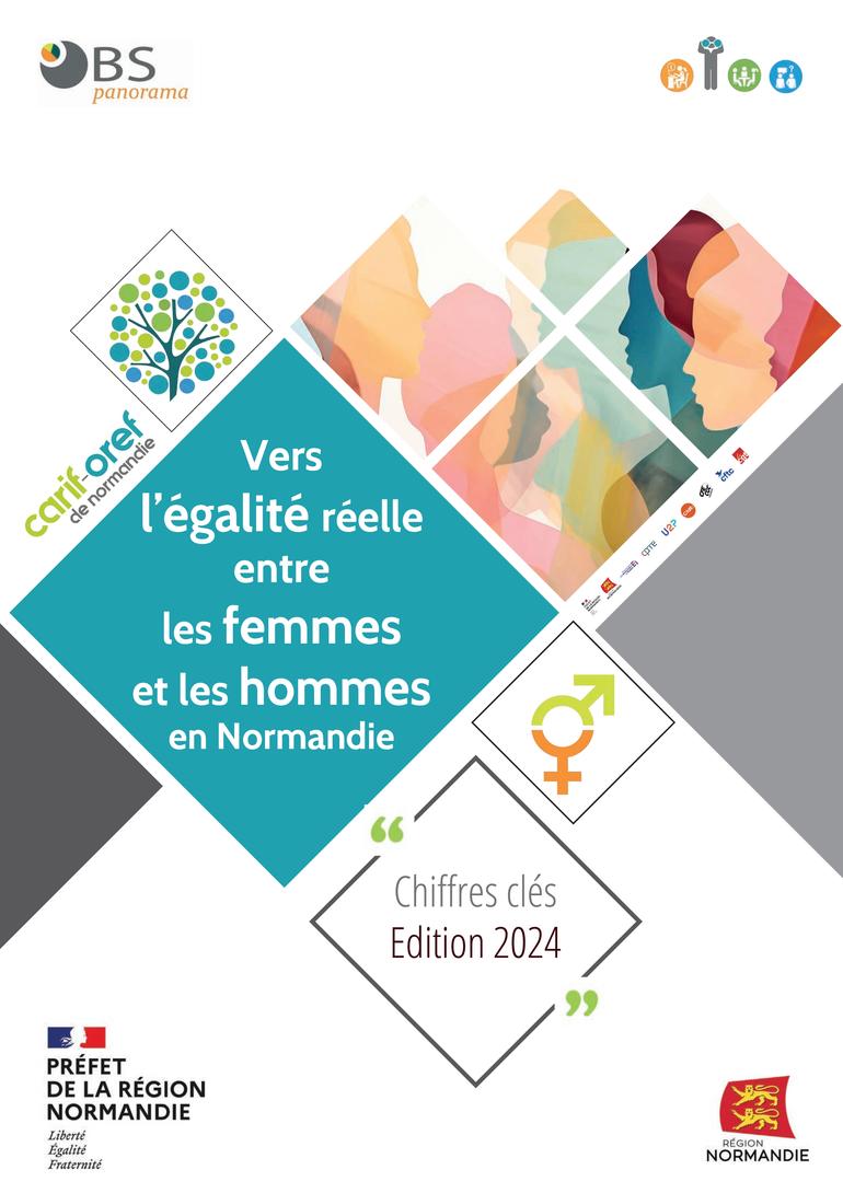 Couverture de l'édition 2024 L'égalité réelle entre les femmes et les hommes en Normandie